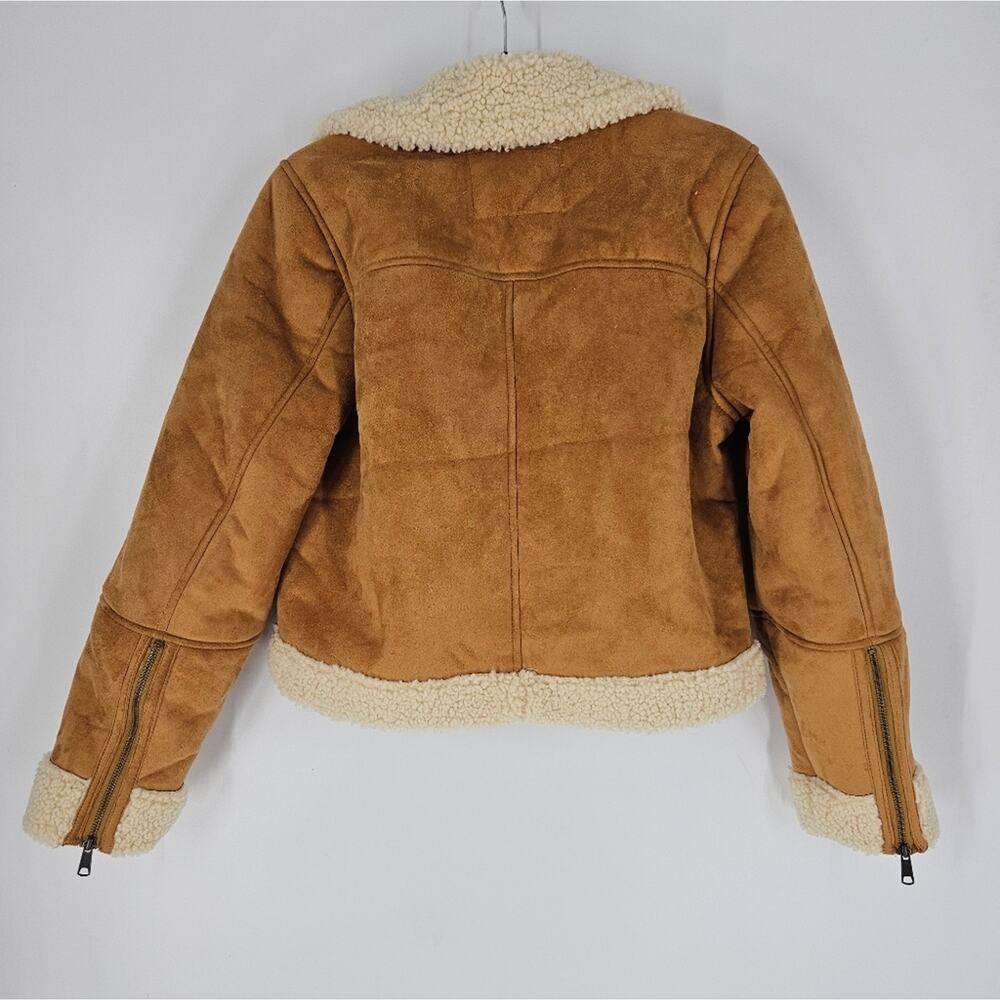 Marine Layer Chestnut Sherpa Moto Jacket L - Picture 8 of 13